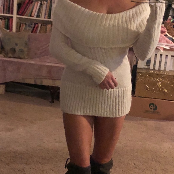 Ivory American Rag Sweater Dress, CowlNeck - Picture 6 of 8